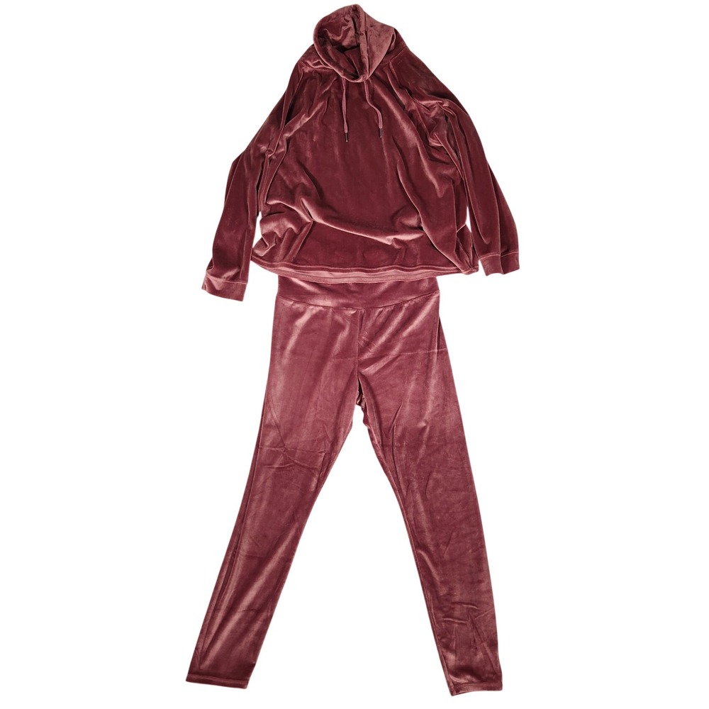 32 Degrees Heat Tracksuit Women XXL/XL Pink Mauve Velour Turtle Neck Leggings